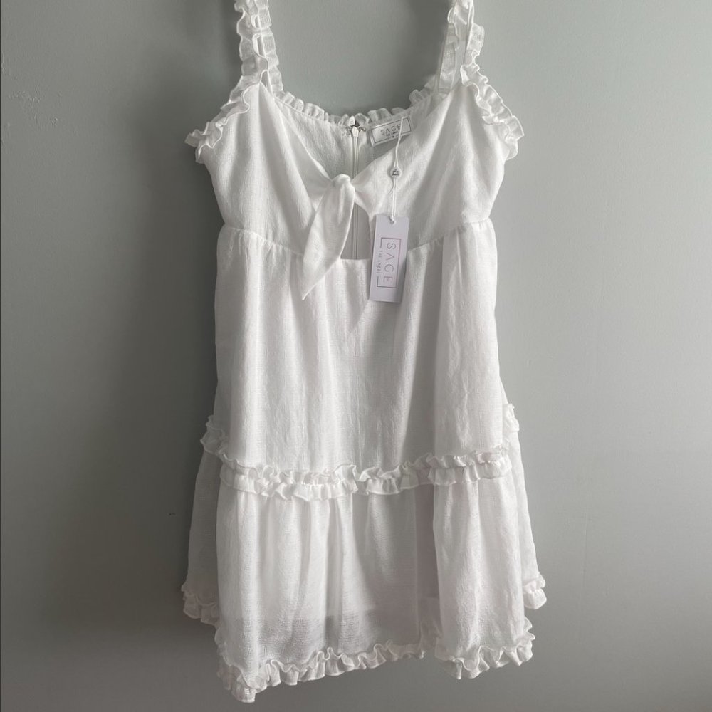 Sage the Label White Ruffle Dress